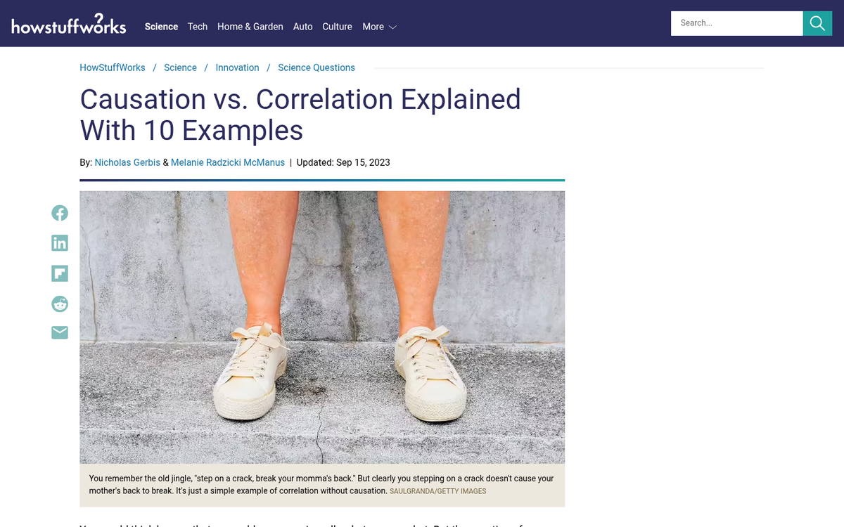 Correlation versus causation diagram illustration