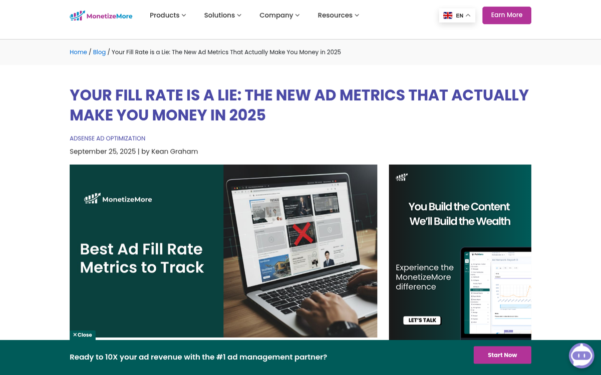 AdSense fill rate dashboard analytics screenshot