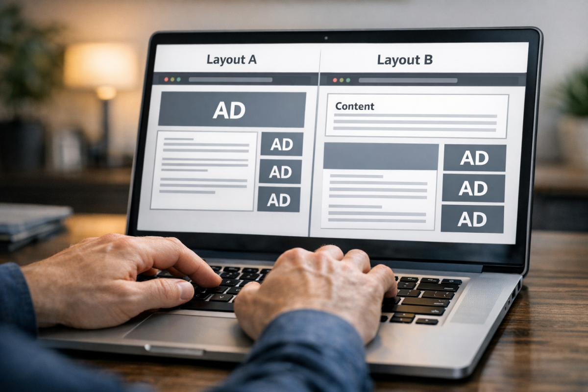 AdSense experiment dashboard showing test results
