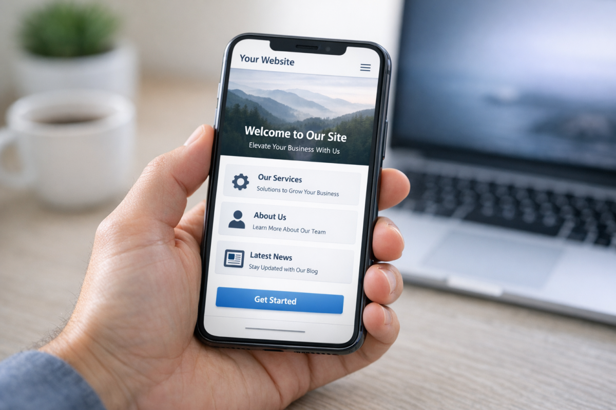 Mobile optimized website displayed on smartphone screen