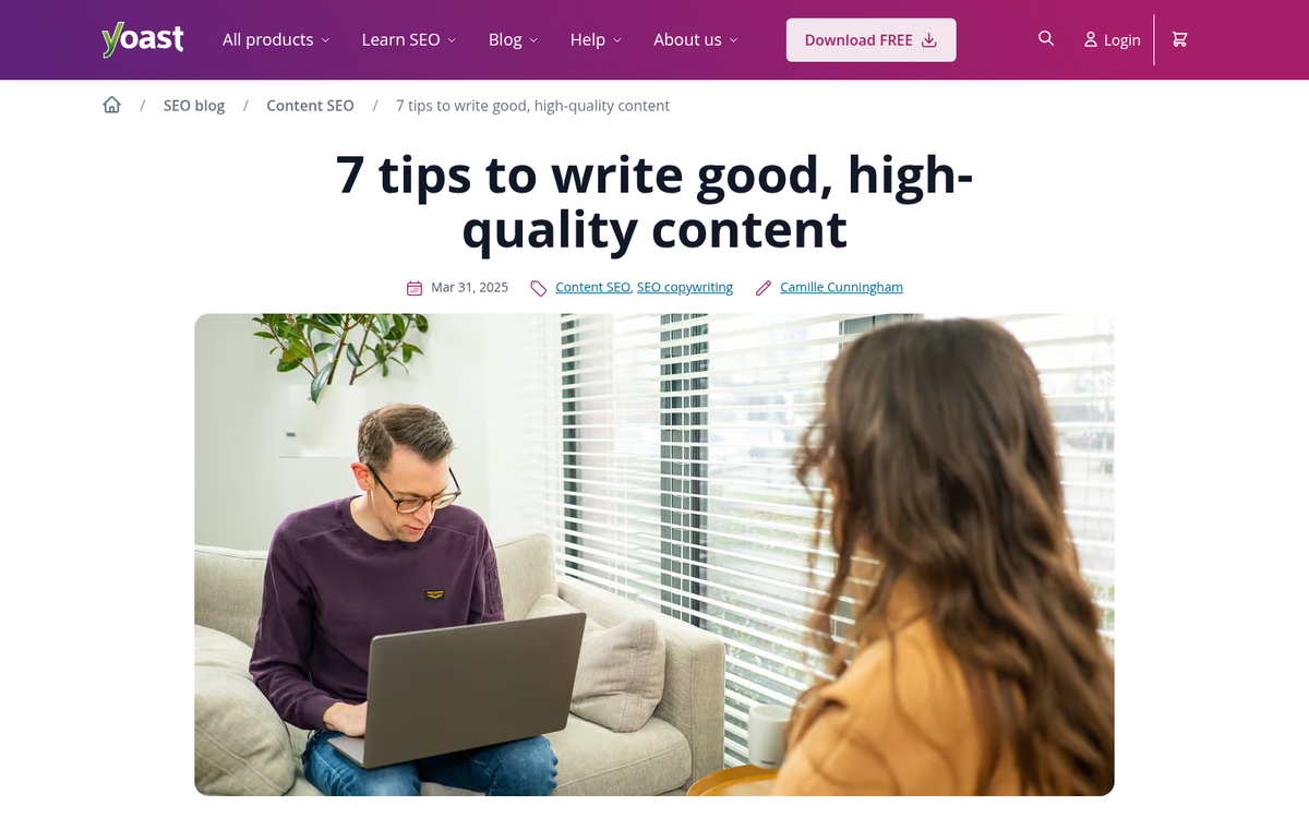 Person writing engaging blog content online