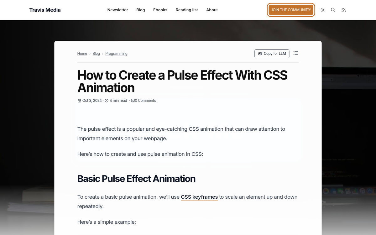 Animated call-to-action button example