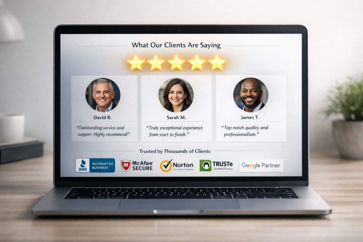 Customer reviews boosting landing page trust