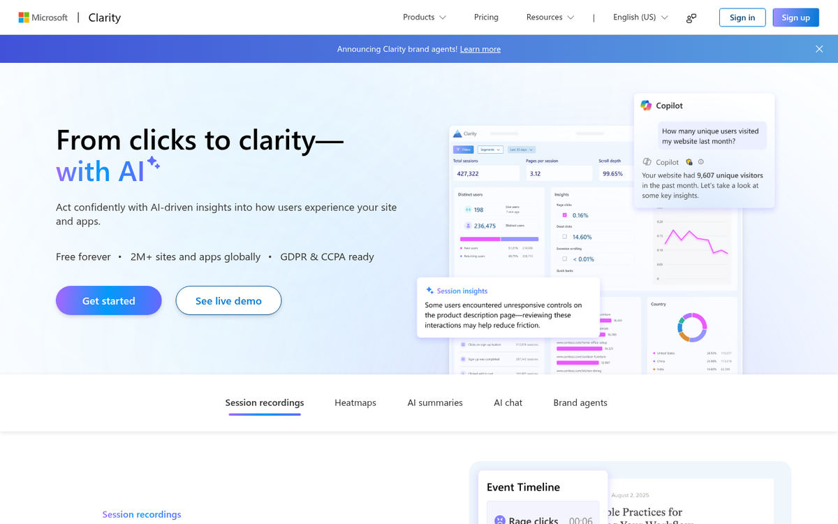 Landing page layout with improved visual flow