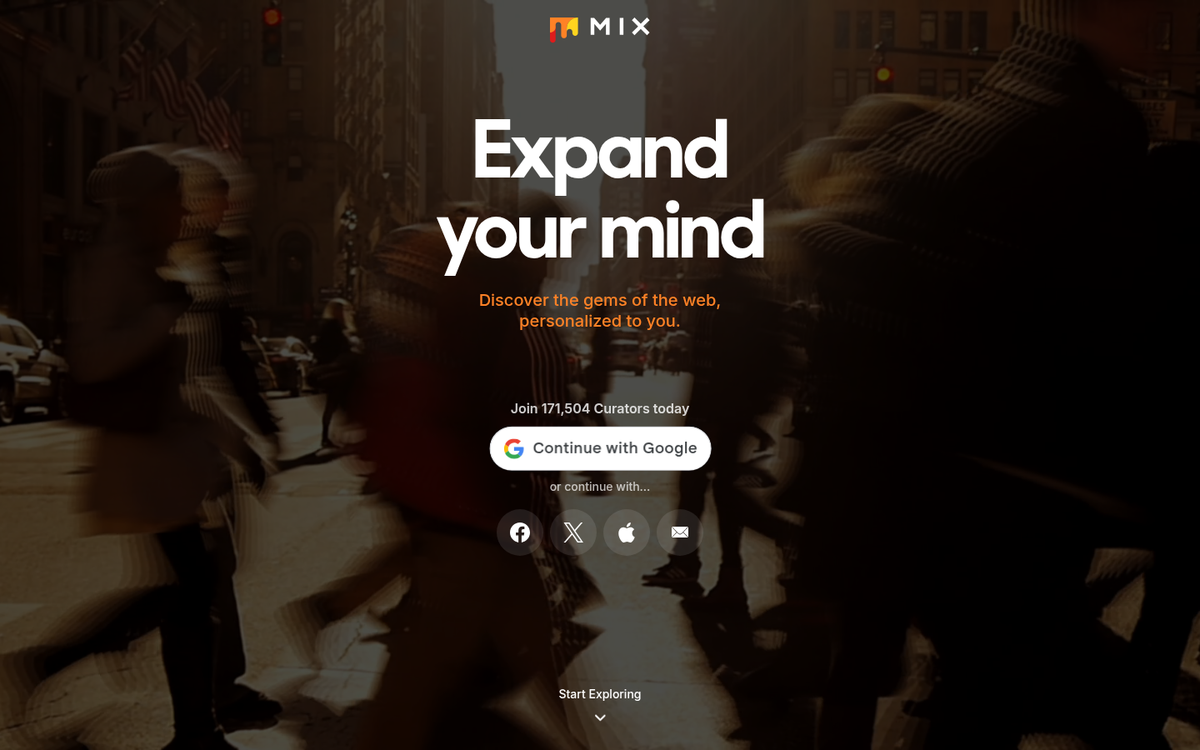 Mix website homepage screenshot