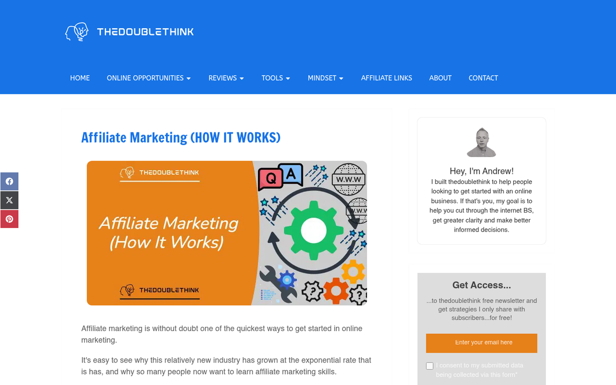 Affiliate marketing website screenshot example