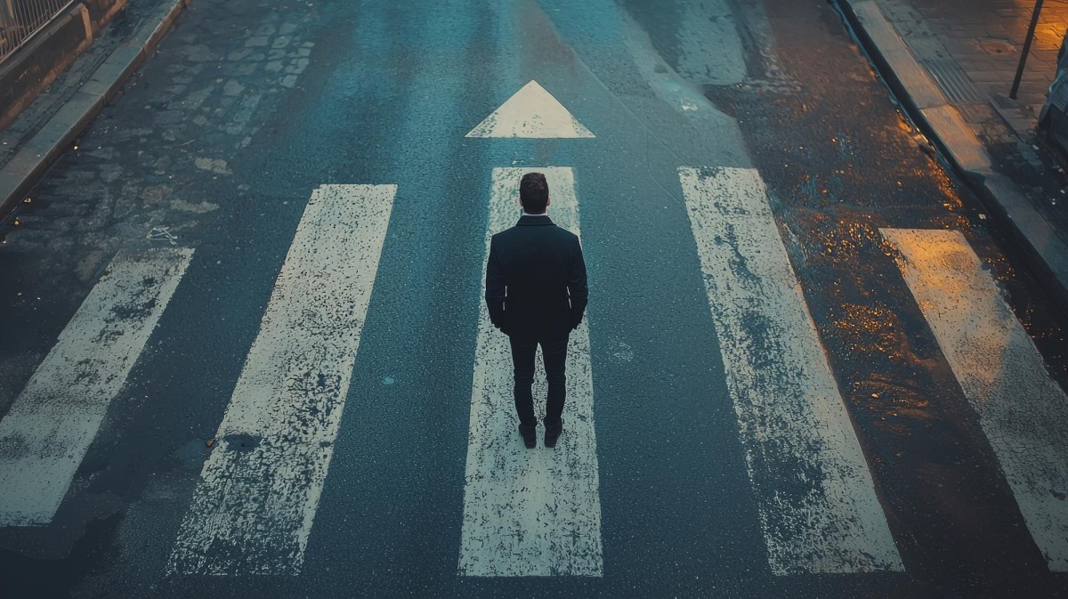 Person deciding between two business options