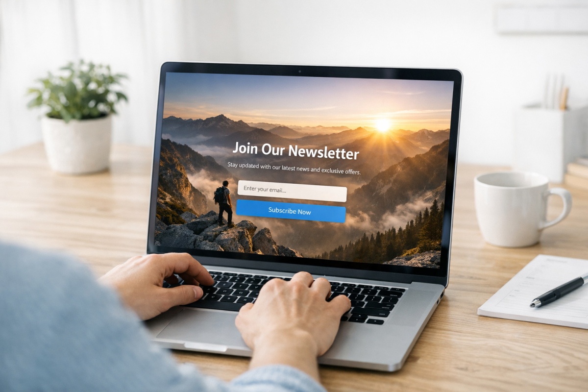 Landing page features overview interface screenshot