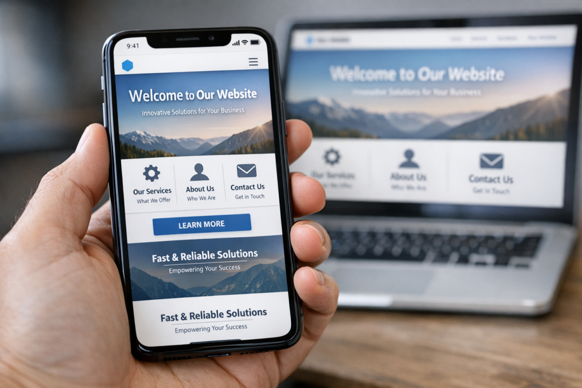 Smartphone displaying website search engine results