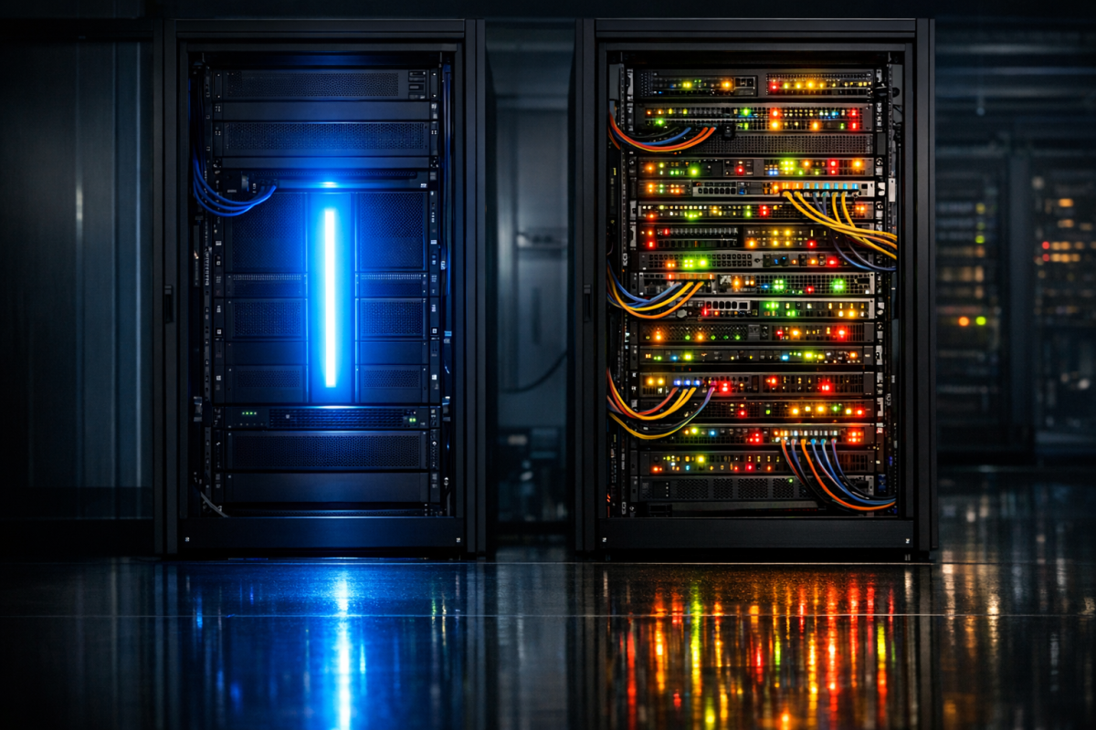 Shared versus dedicated server comparison diagram