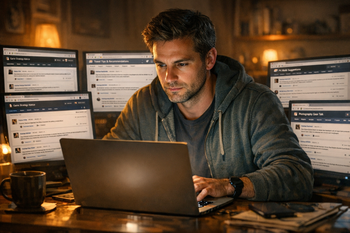 People discussing topics in online forum