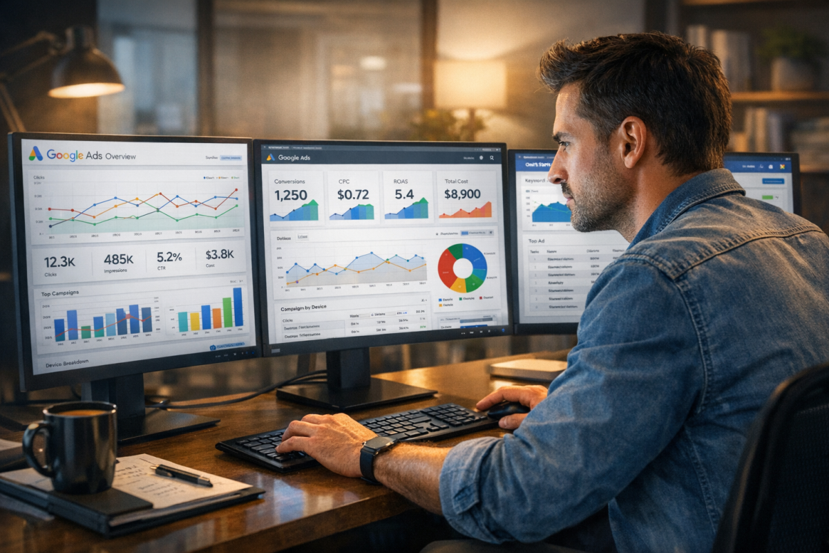 Google Ads search campaign keyword bidding interface