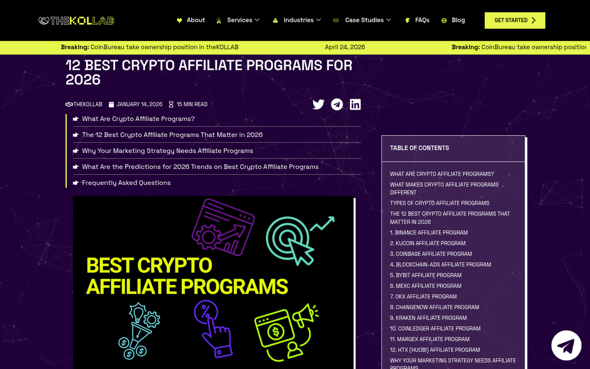 Cryptocurrency affiliate program types overview chart