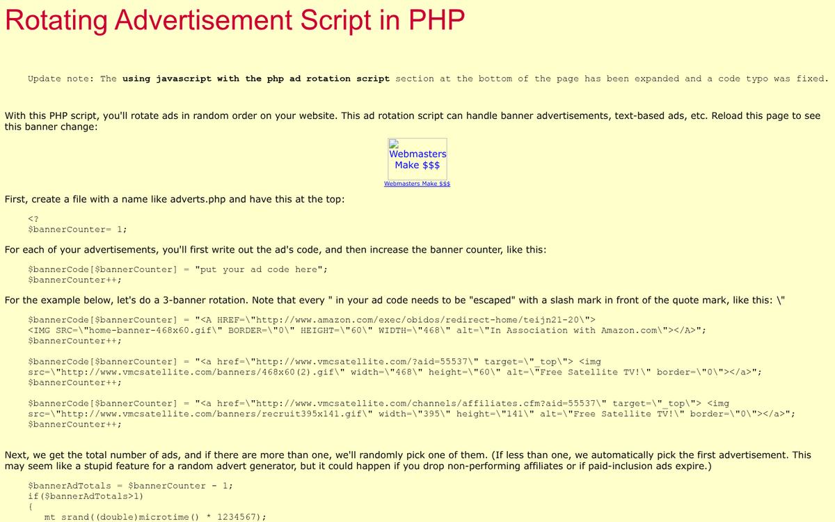Custom ad rotation script code example
