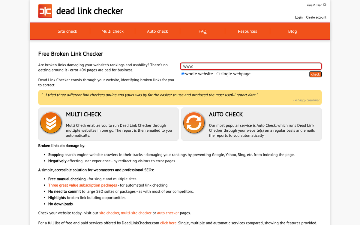 Broken website displaying error message on screen