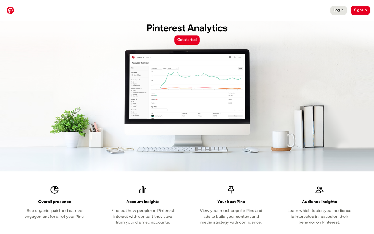 Pinterest analytics dashboard showing traffic data