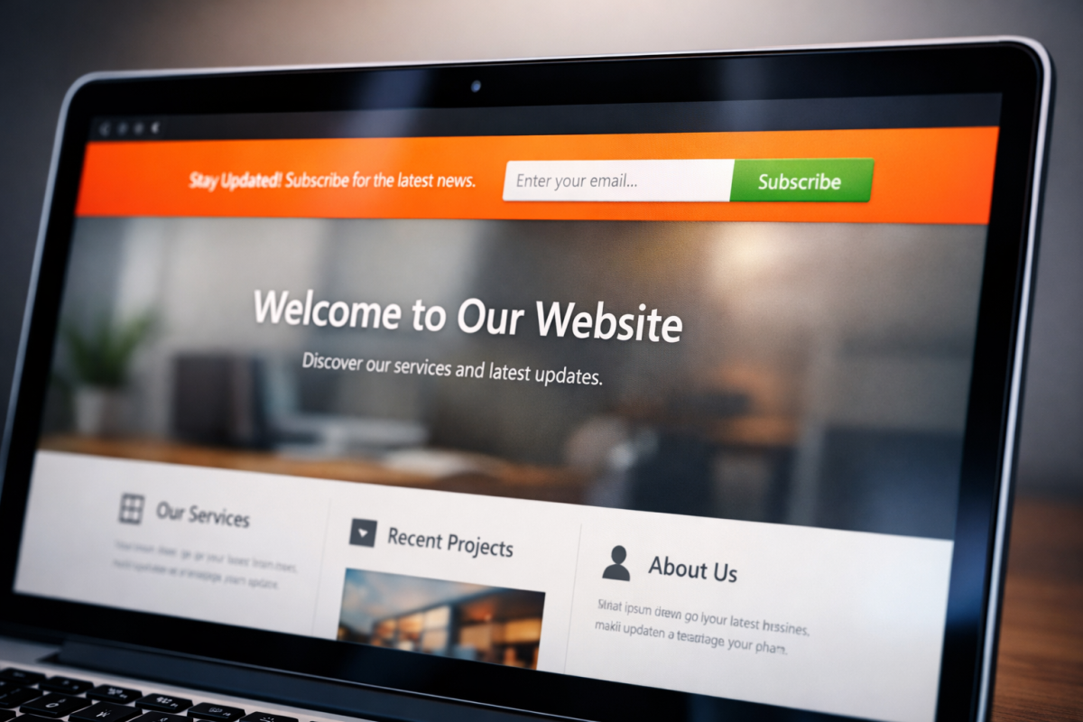 Scrolling sign-up bar on a website