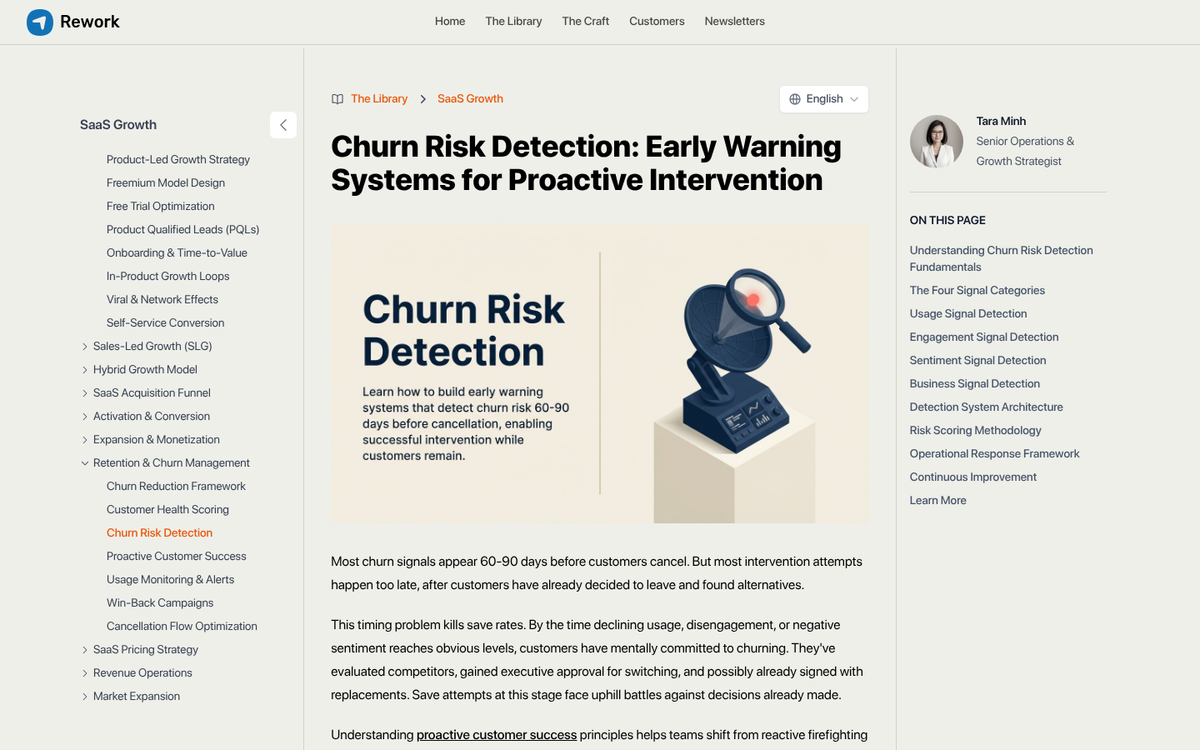 Dashboard showing early cancellation warning signals