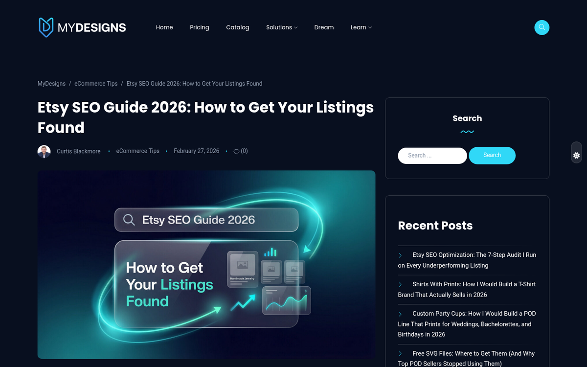 Etsy search results page on screen