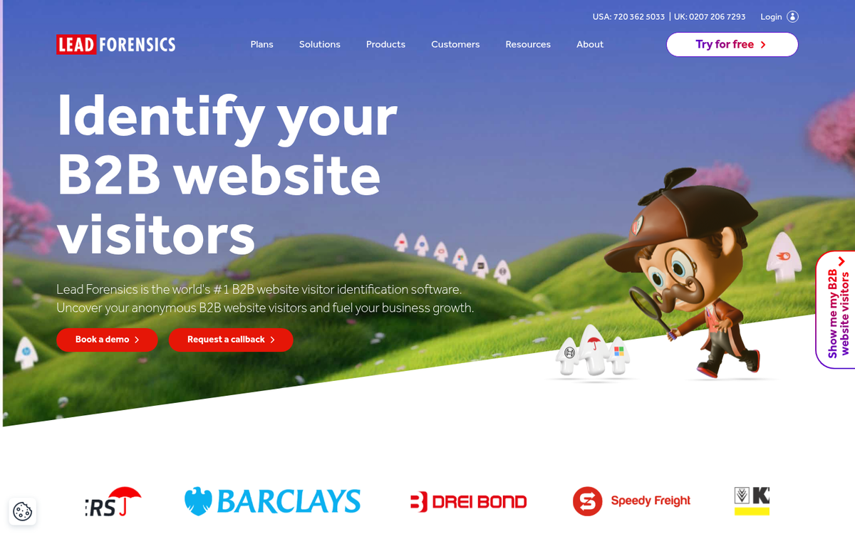 Lead Forensics software dashboard interface screenshot