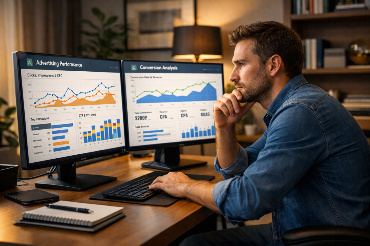 Publisher reviewing low ad revenue analytics