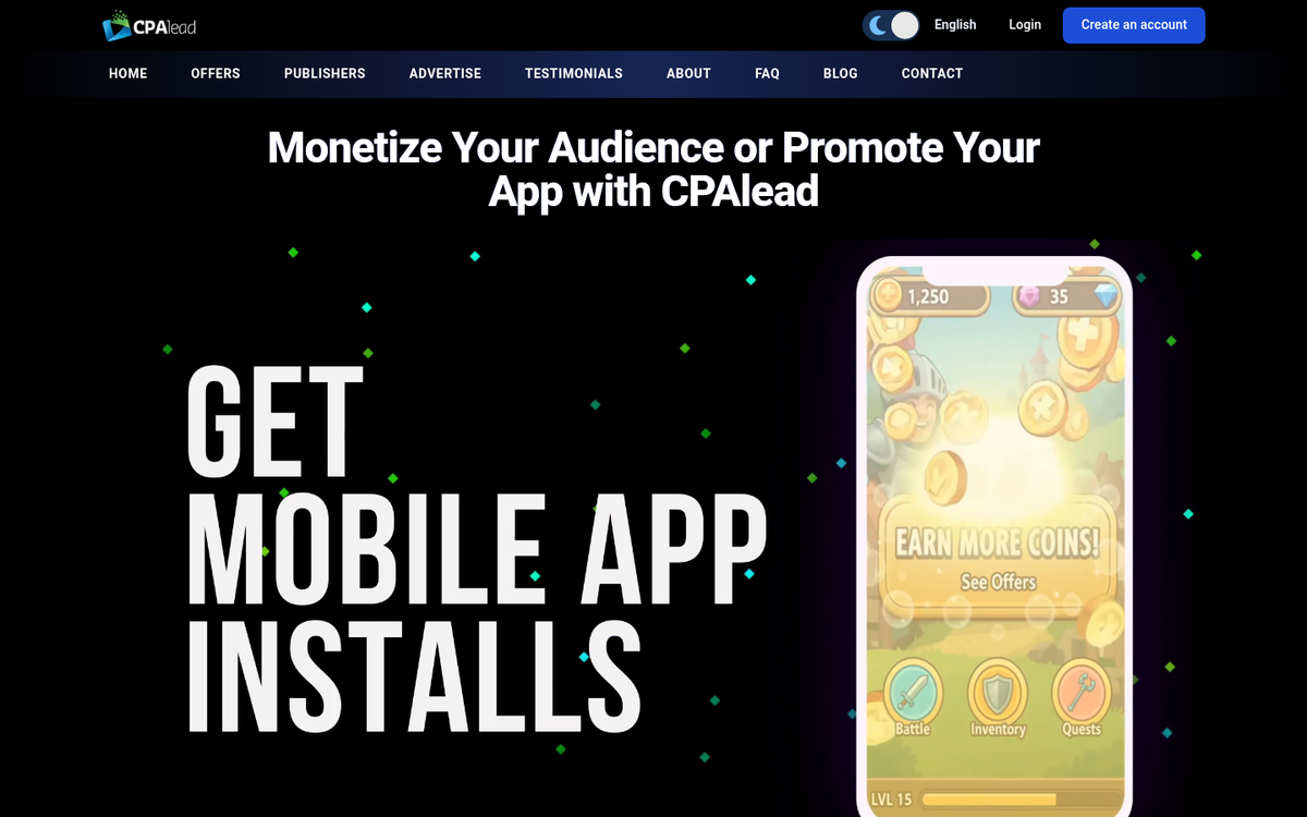 CPA marketing dashboard with performance metrics