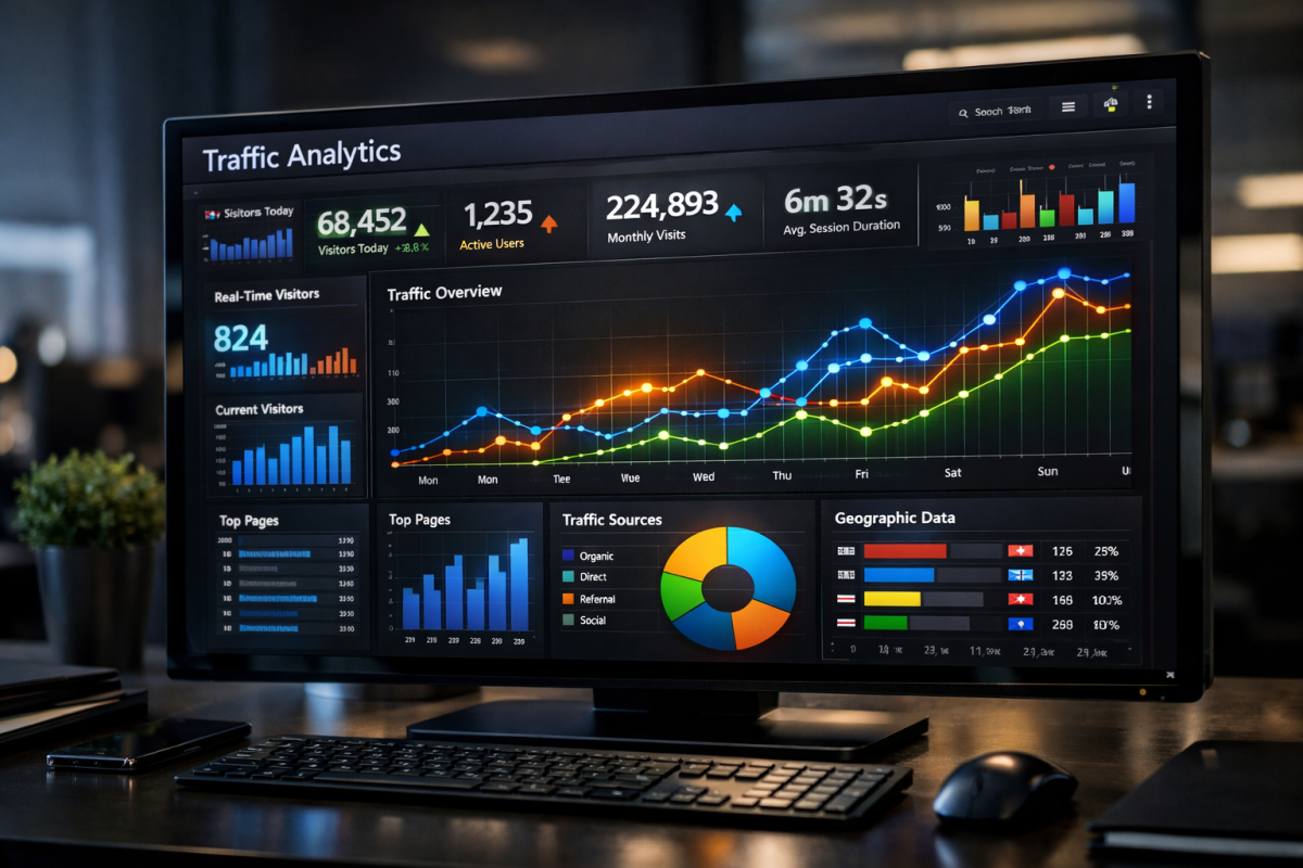 Money growing from website traffic graph
