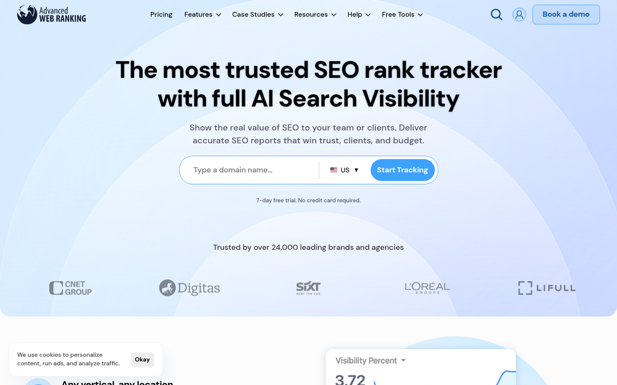SEO keyword ranking dashboard on screen