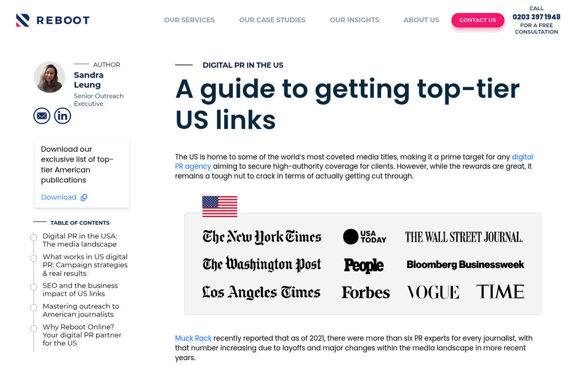 Digital PR campaign generating quality backlinks