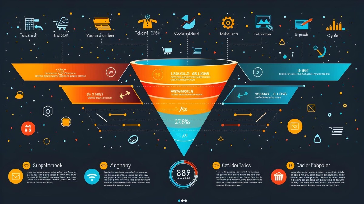 Magnifying glass over digital marketing strategy