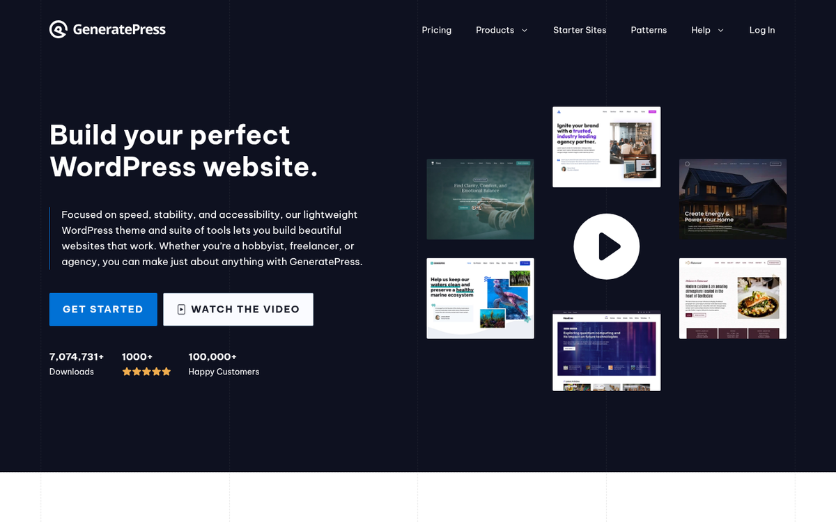 GeneratePress WordPress theme website screenshot