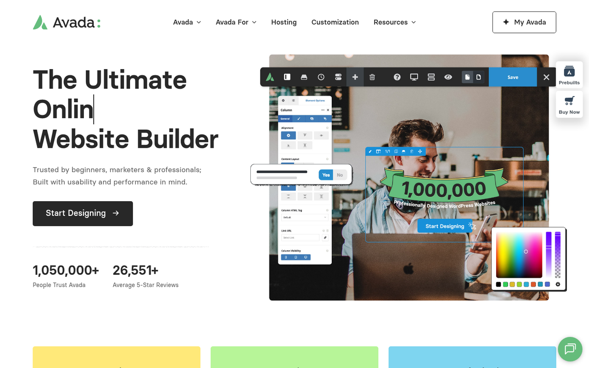 Avada WordPress theme website screenshot