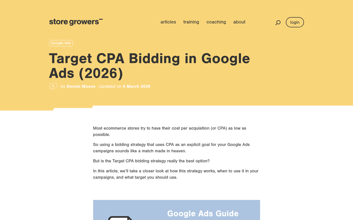 Google Ads target CPA bidding settings interface