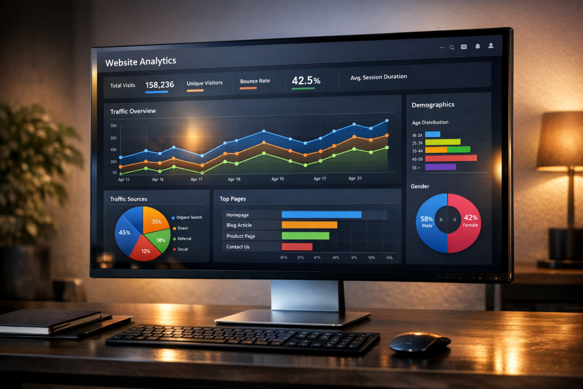 Person viewing a webpage on screen