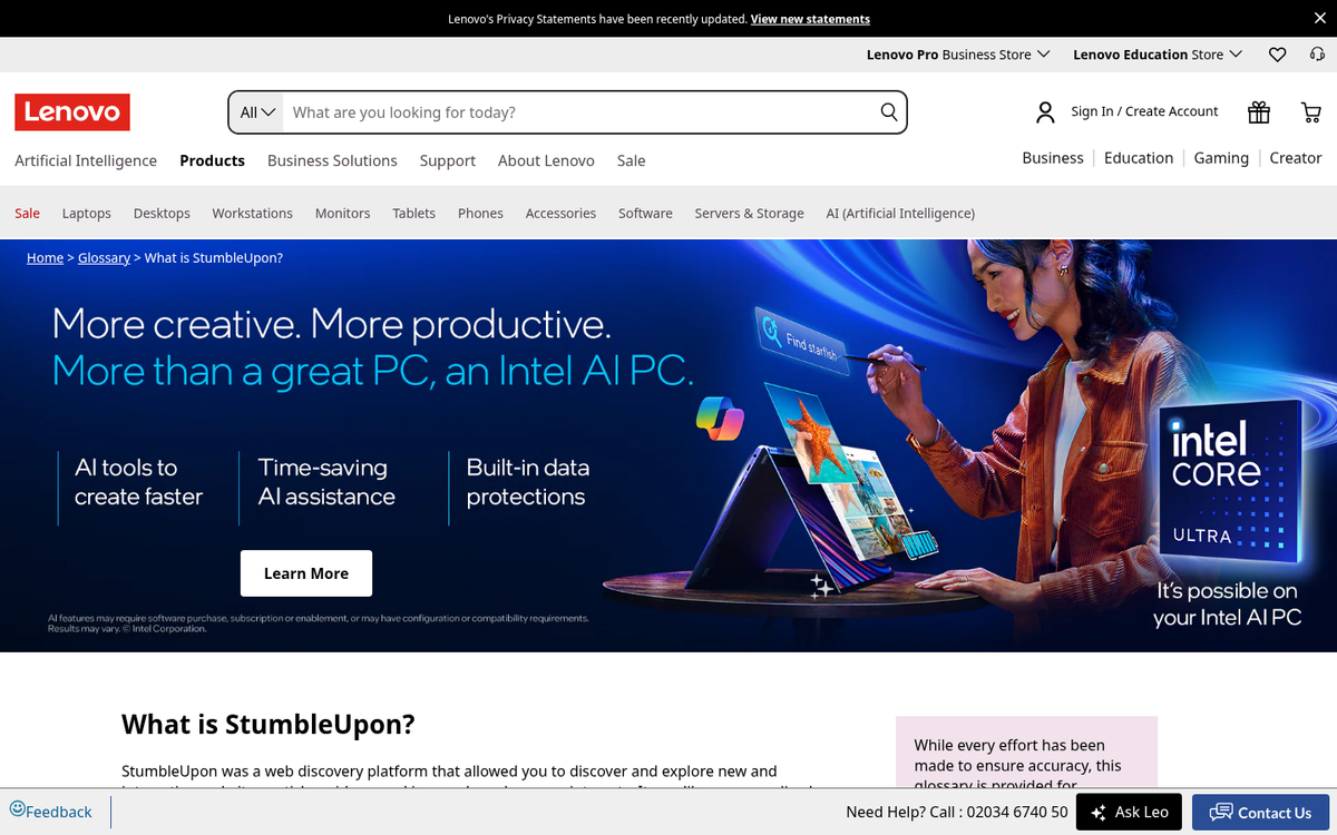 StumbleUpon website screenshot from Urlbox