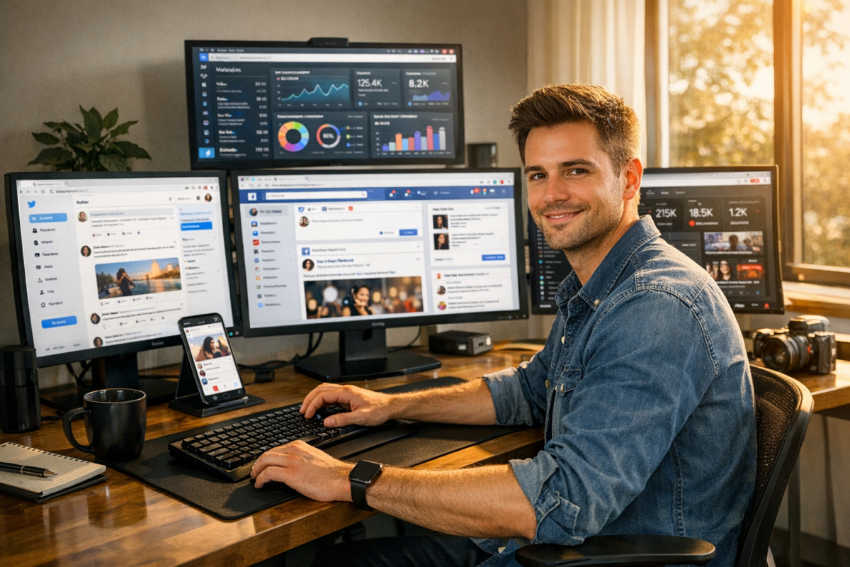 Person using laptop to drive website traffic