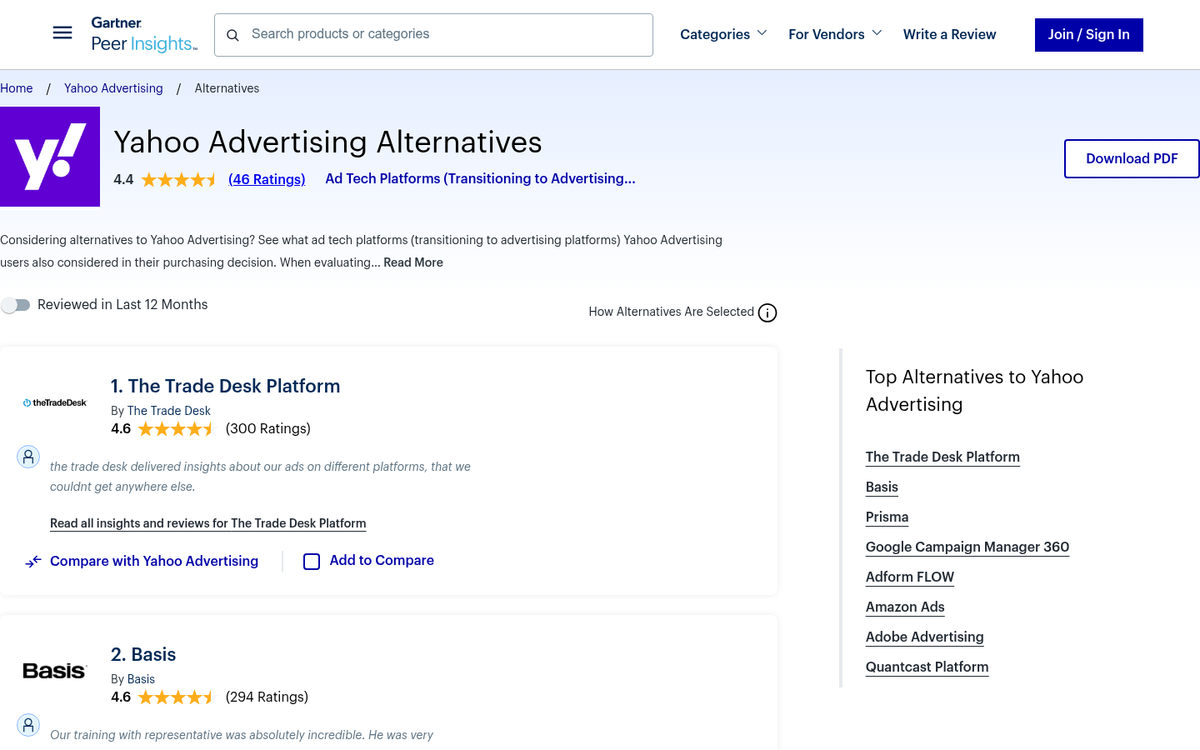 Yahoo Gemini advertising platform interface screenshot