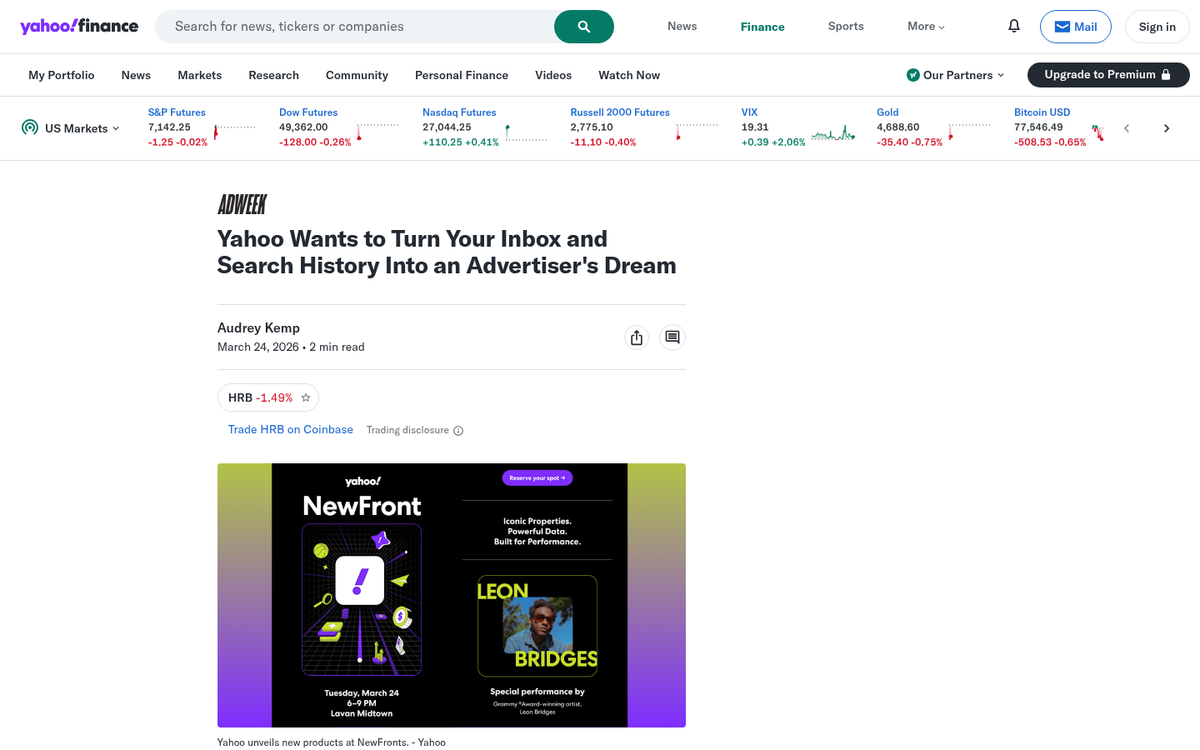 Yahoo Gemini advertising dashboard interface screenshot