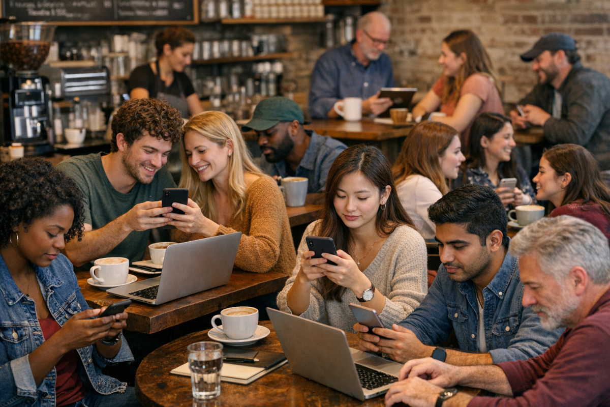 Diverse people representing target market demographics