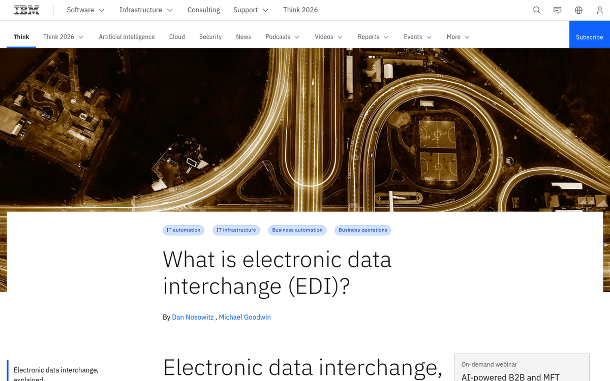 EDI data exchange between wholesaler and retailer