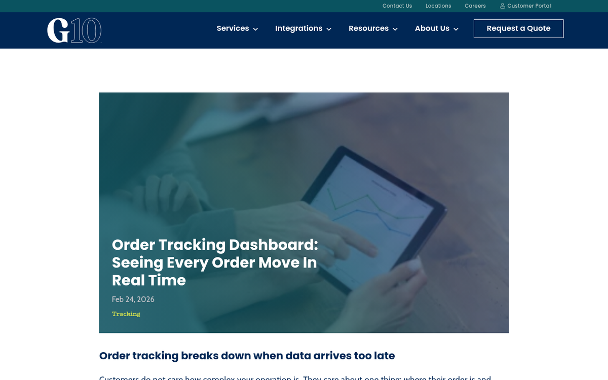 Wholesaler order tracking interface on screen