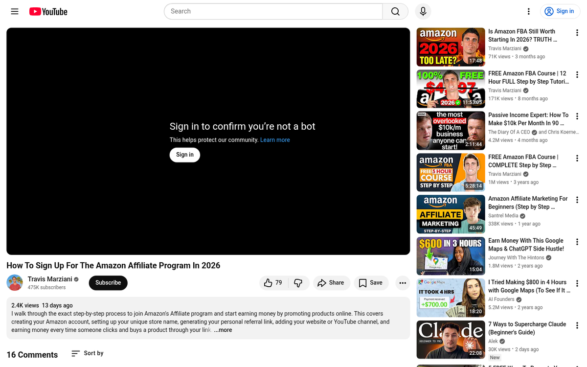 Affiliate network registration page screenshot