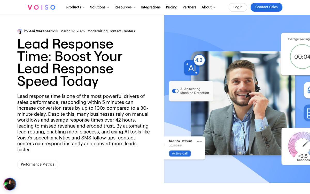 Salesperson quickly responding to online customer inquiry