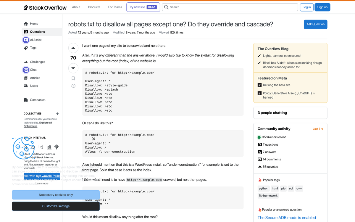 Robots.txt file blocking search engine crawlers