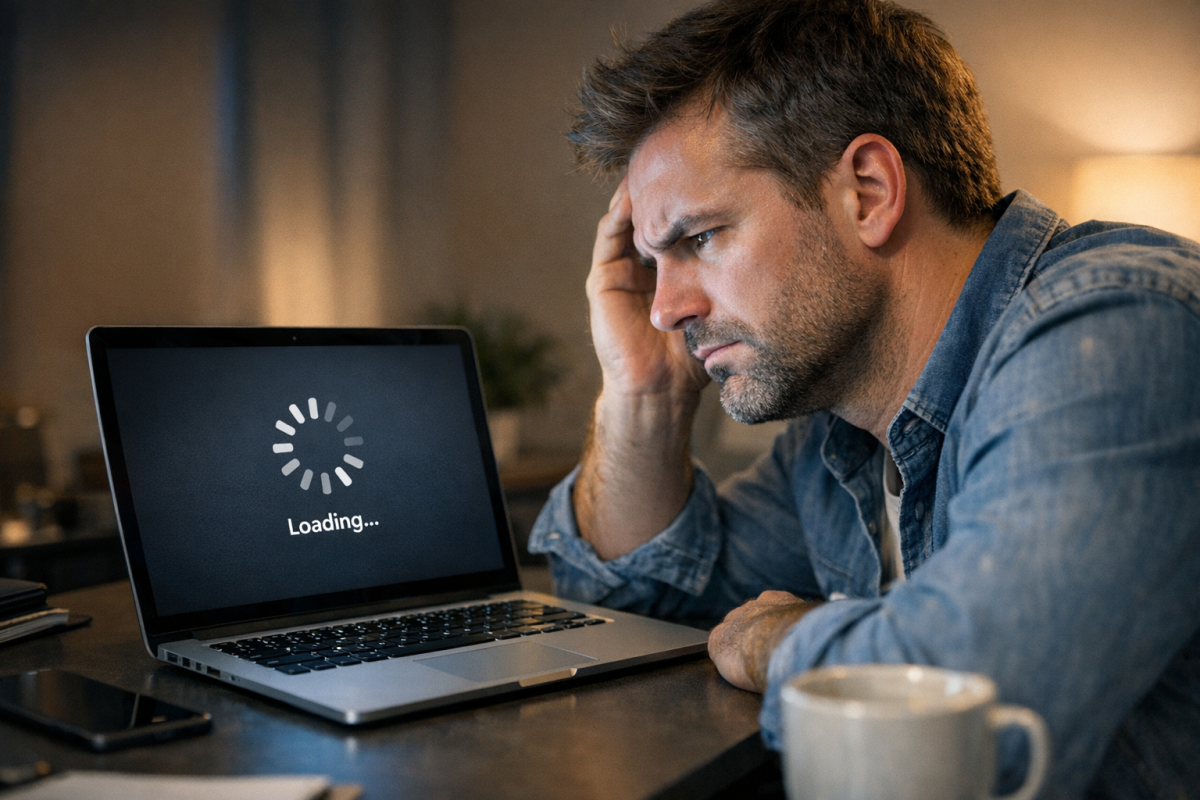 Slow website loading on a computer screen