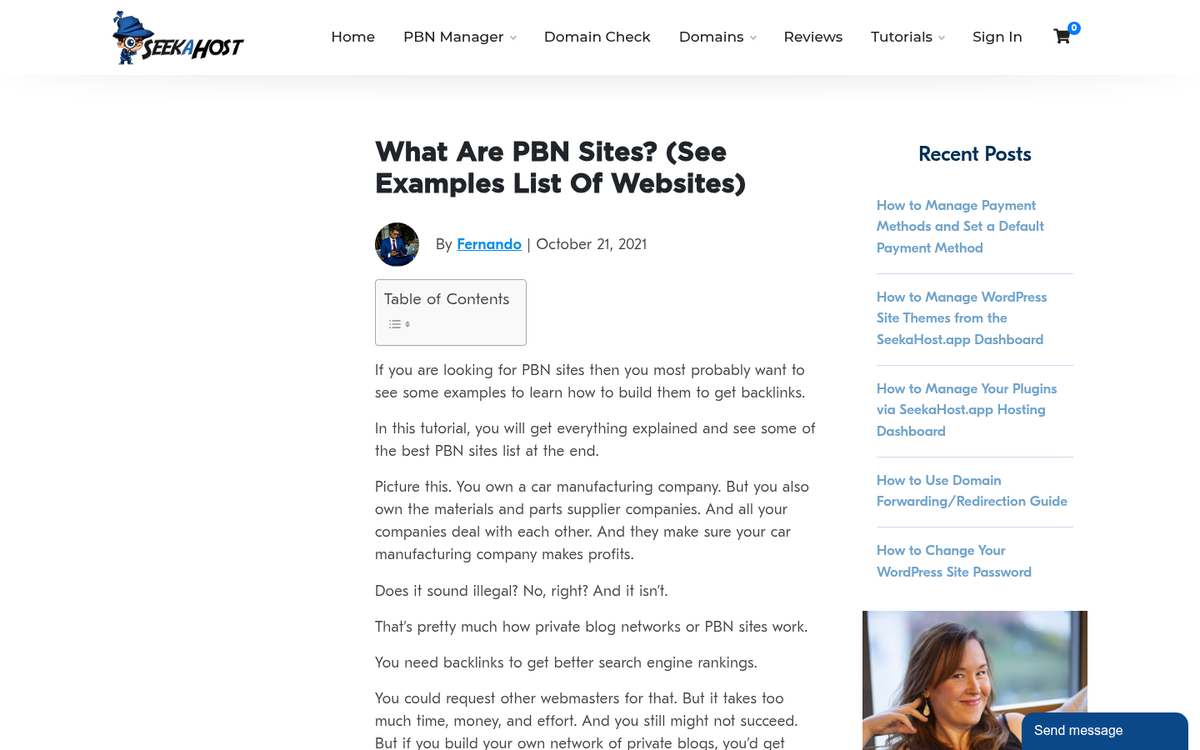 Network of interconnected websites forming a PBN