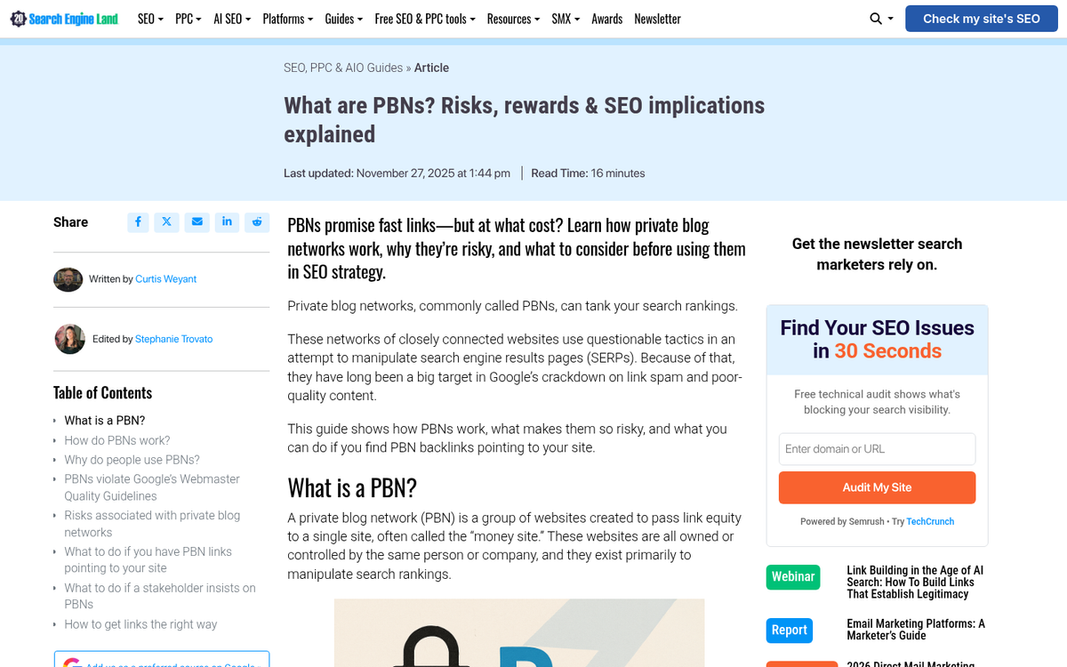 Pros and cons list for PBN strategy