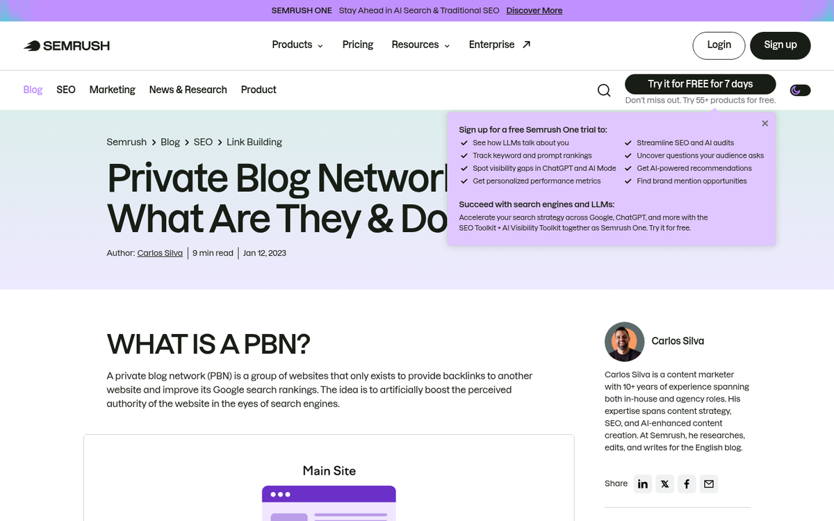 Checkmark list showing PBN network benefits