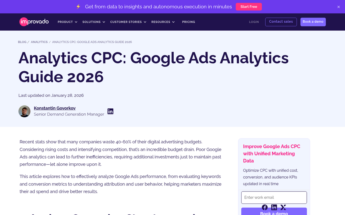 Ad network dashboard displaying click metrics