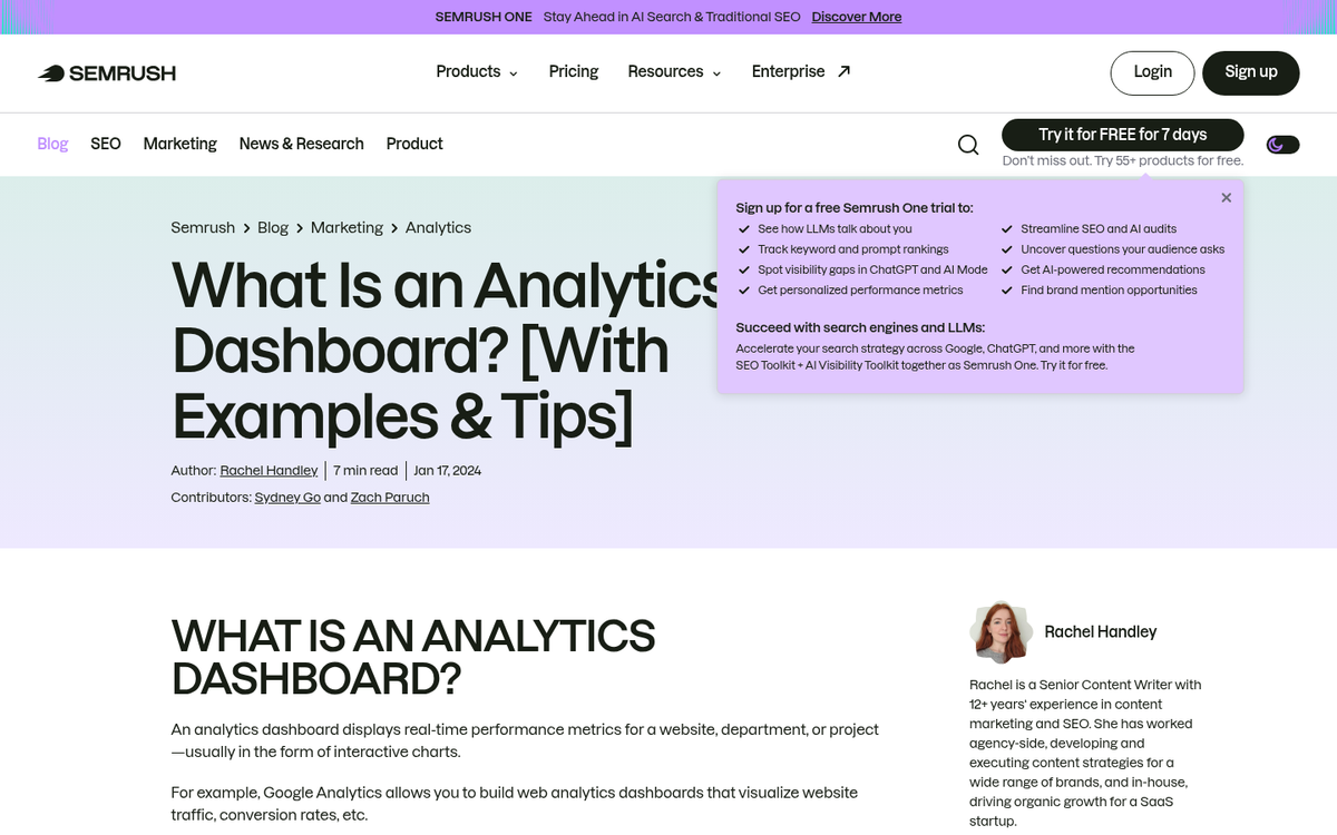 SEMrush tools and features dashboard overview